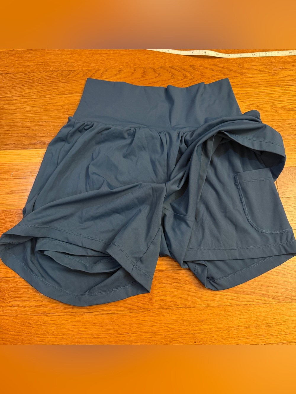 Halara SoftlyZero Airy Super High Waisted 2-in-1 InstantCool Shorts Blue Medium - Picture 5 of 8